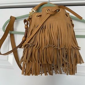 YSL Saint Laurent Emmanuelle Leather Fringe Bucket Bag